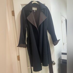 Iconic Halston Heritage Wool Drape Open Front Coat